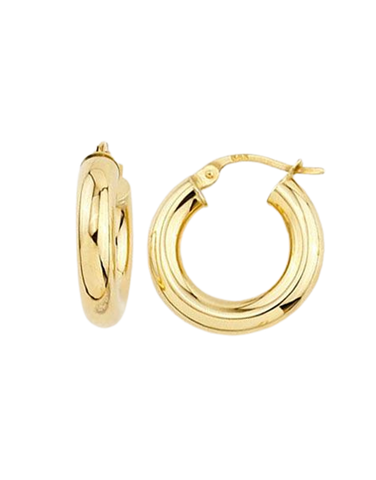 Gold Earrings - 10ct Yellow Gold Round Hoop Earrings - 782267