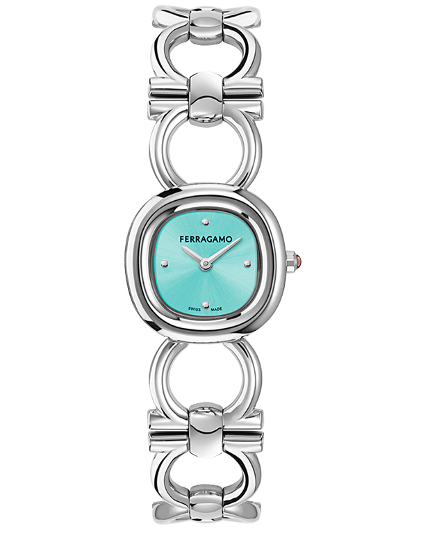 Ferragamo - Double Gancini Quartz Light Blue Dial Steel 25mm - SFZA00825 - 789999