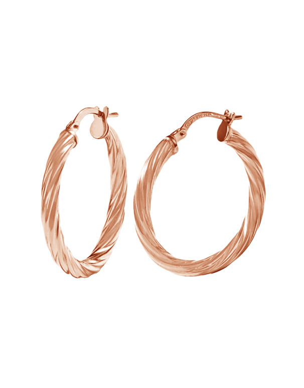 Gold Earrings - 10ct Rose Gold Twist Hoop Earrings- 787377