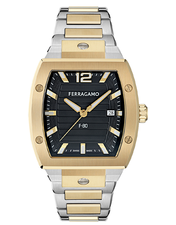 Ferragamo - F-80 Tonneau Black Dial Steel 41.8mm - SFT800625 - 790015