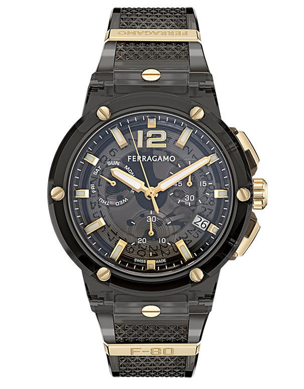 Ferragamo - F-80 Translucent Chrono Quartz Black 44mm - SF5T00325 - 790028