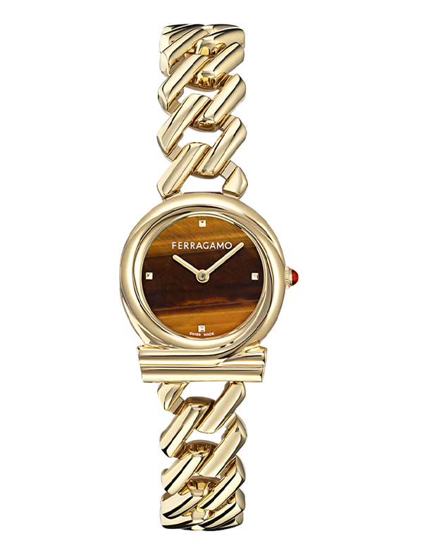 Ferragamo - Gancini Twist Tiger Eye Dial Gold 28mm - SFT200325 - 789994