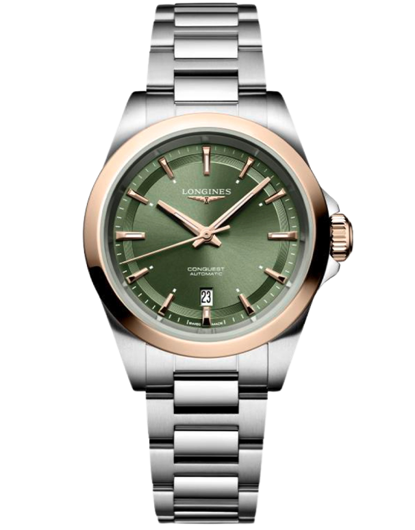 Longines Conquest- Automatic Green Dial Steel 18ct RG Cap 30mm - L33205026 - 789704