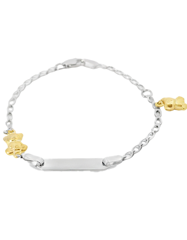 Gold Bracelet -  10ct White Gold ID Charm Bracelet - 781365