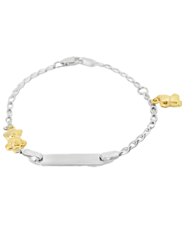 Gold Bracelet -  10ct White Gold ID Charm Bracelet - 781365