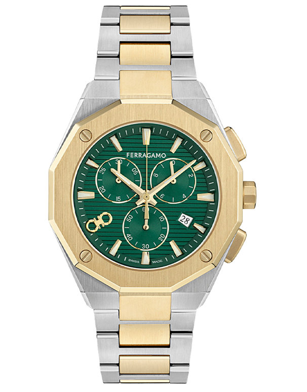 Ferragamo - Versilia Chrono Quartz Green Dial 2T Steel 42mm - SFT600325 - 790024