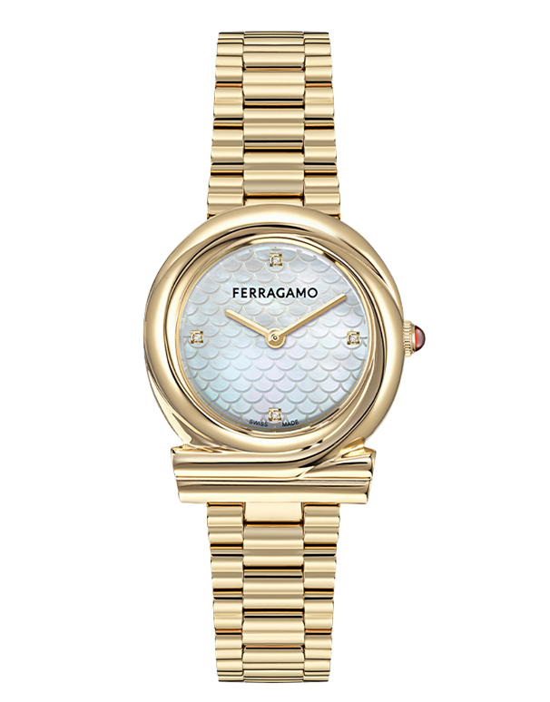Ferragamo - Gancini Twist Quartz Mop Dial Gold 28mm - SFTG00525 - 790004