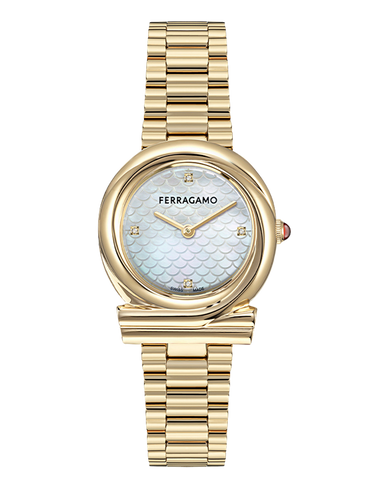 Ferragamo - Gancini Twist Quartz Mop Dial Gold 28mm - SFTG00525 - 790004