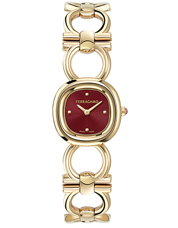 Ferragamo - Double Gancini Quartz Burgundy Dial Gold 25mm - SFZA00925 - 790000