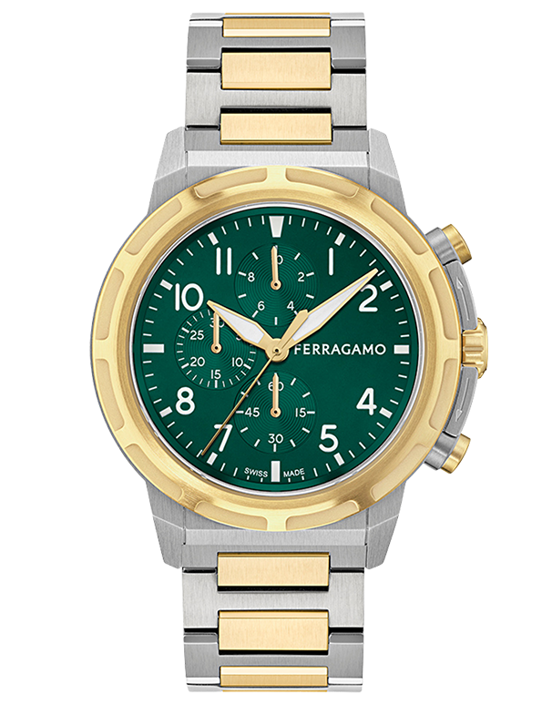 Ferragamo - Sport Chrono Quartz Green Dial 2T Steel 44mm - SFRT00625 - 790027