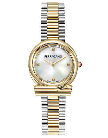 Ferragamo - Gancini Twist Quartz Mop Dial 2T Steel 28mm - SFVB01225 - 790006
