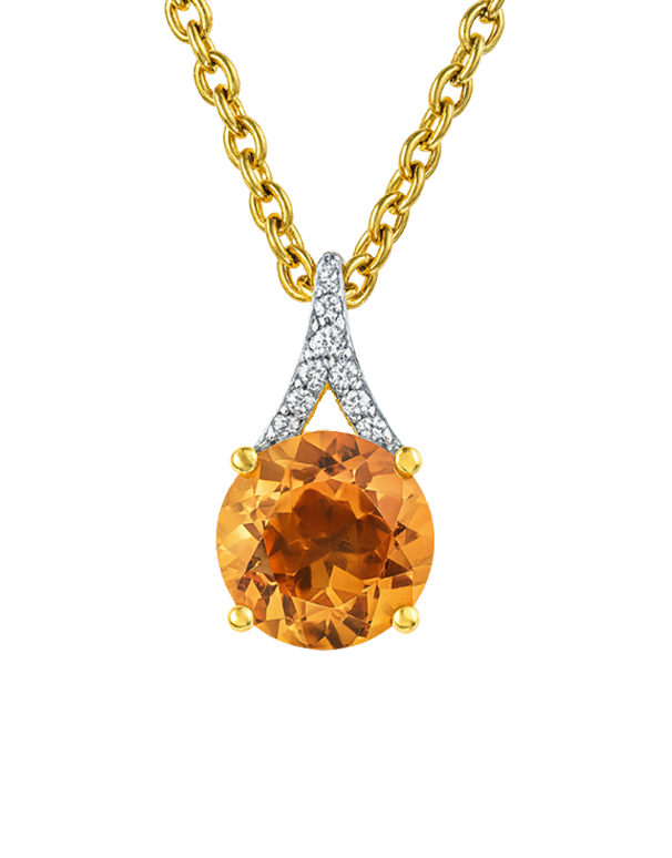 Citrine Pendant - 10ct Yellow Gold Citrine & Diamond Pendant - 788033
