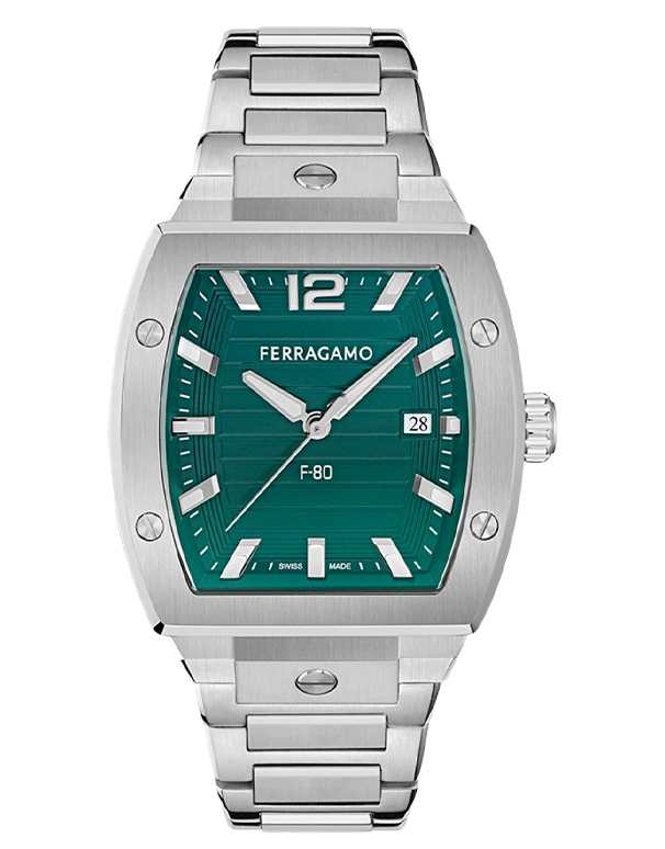 Ferragamo - F-80 Tonneau Green Dial Steel 41.8mm - SFT800425 - 790012
