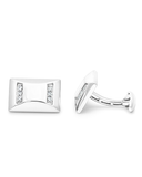 Men's Cufflinks - 9ct White Gold Gents Diamond Set Cufflinks - 710625