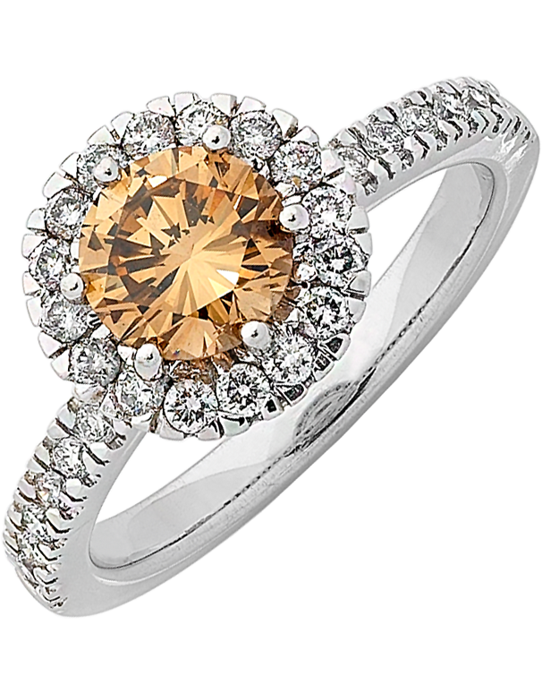 Diamond Ring - Cognac Diamond Halo Engagement Ring - 745329 - Salera's
