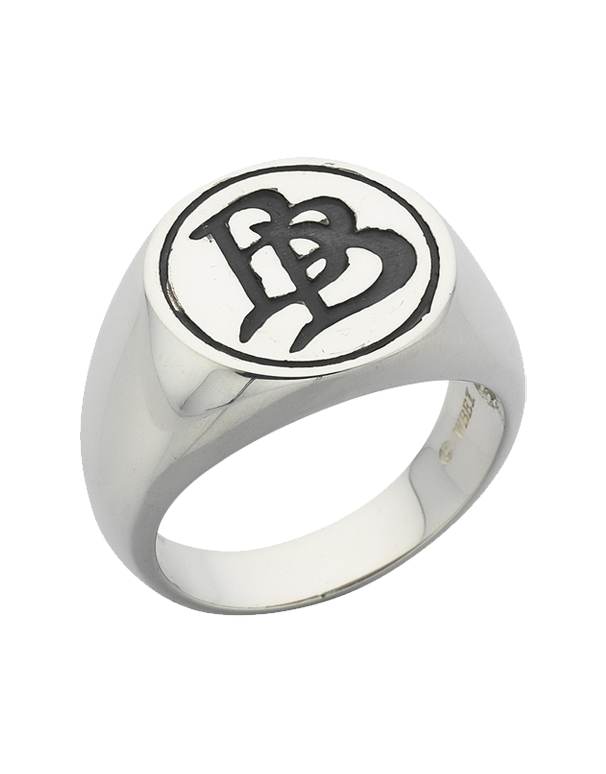 THE HOBBIT - Sterling Silver Oxidised Bilbo Baggins "BB" Initial Signet Ring - WD457G - 751781