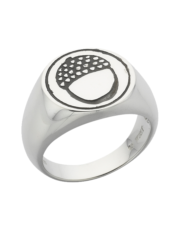 THE HOBBIT - Sterling Silver Oxidised Acorn Signet Ring - WD456G - 751782