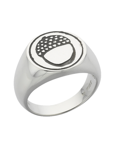 THE HOBBIT - Sterling Silver Oxidised Acorn Signet Ring - WD456G - 751782