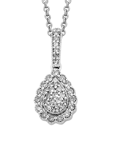 Diamond Pendant - 9ct White Gold Diamond Cluster Pendant - 752471