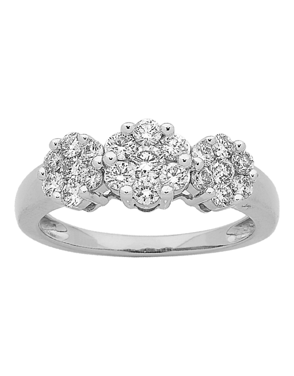 Diamond Ring - 14ct White Gold Diamond Cluster Ring - 754126