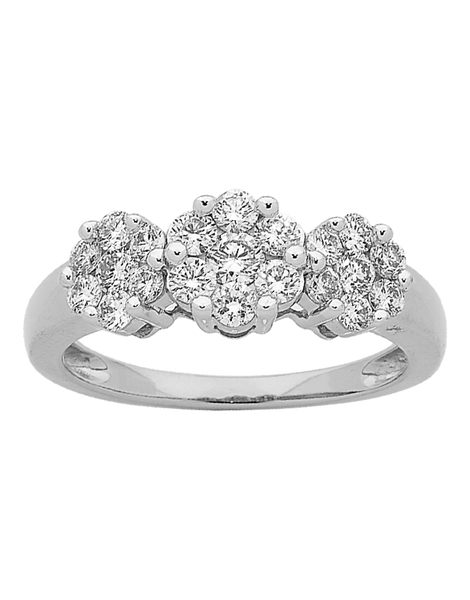 Diamond Ring 14ct White Gold Diamond Cluster Ring 754126