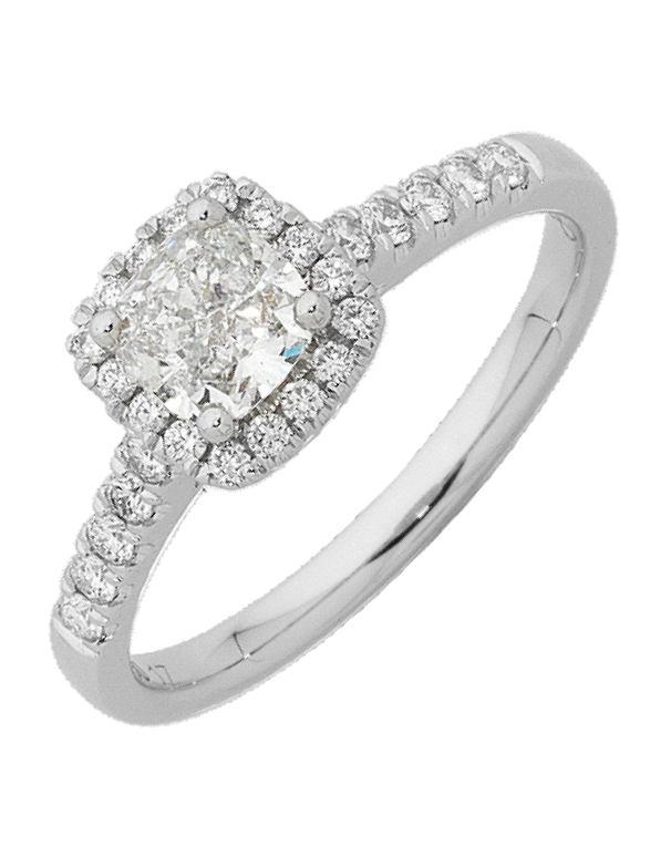 Diamond Ring - Cushion Cut Diamond Halo Engagement Ring - Salera's