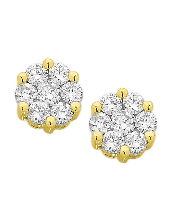 Diamond Studs - Yellow Gold Diamond Cluster Studs - 755821 - Salera's Melbourne, Victoria and Brisbane, Queensland Australia