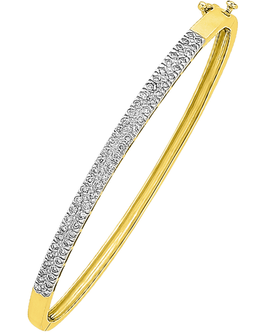 Diamond Bangle - 9ct Yellow Gold Diamond Set Bangle - 756688