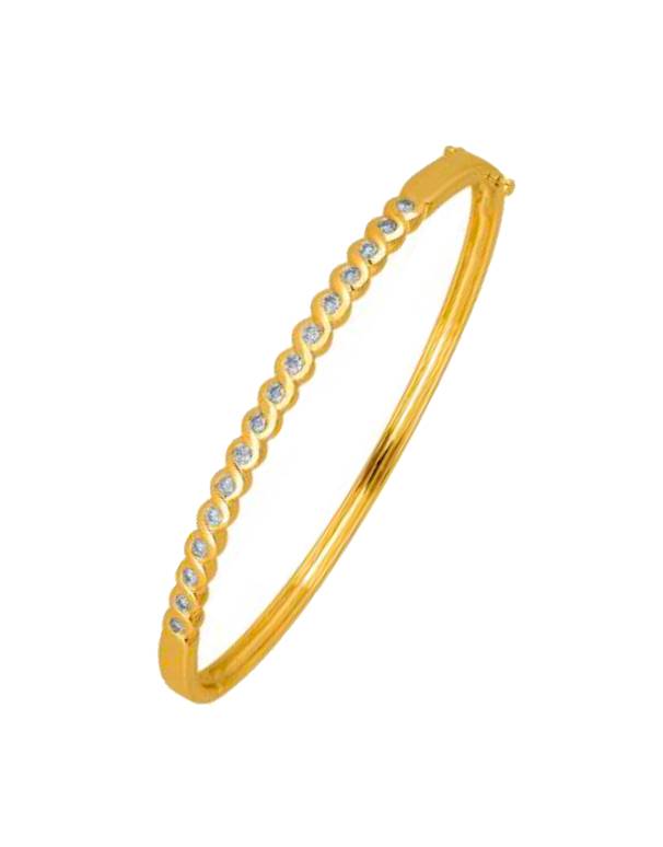 Diamond Bangle - Yellow Gold Diamond Set Bangle - 756962