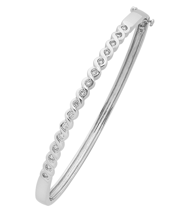 Diamond Bangle - White Gold Diamond Set Bangle - 756963 - Salera's