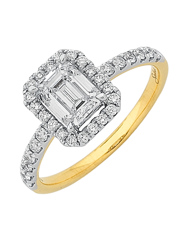 Diamond Ring - Emerald Cut Halo Engagement Ring - 759555 - Salera's