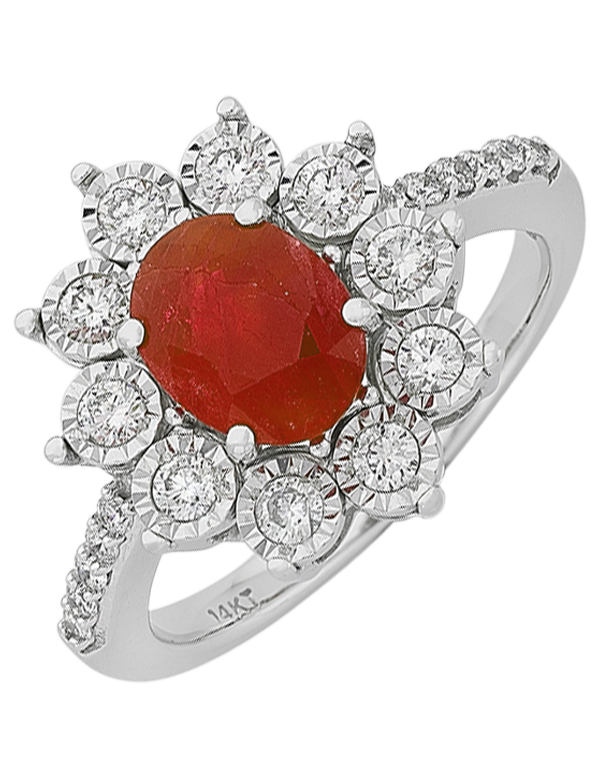 Ruby Ring - White Gold Ruby & Diamond Ring - 761673 - Salera's