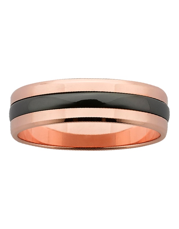 Ziro - Men's Zirconium & Rose Gold Ring - 761786