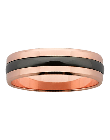 Ziro - Men's Zirconium & Rose Gold Ring - 761786