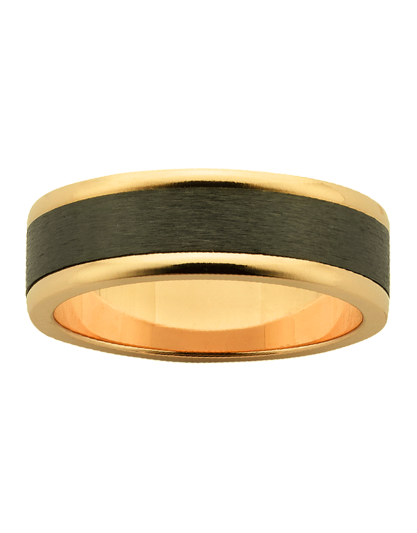 Ziro - Men's Zirconium & Yellow Gold Ring - 761788