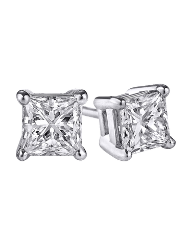 14ct White Gold Princess Cut Diamond Stud Earrings 762589