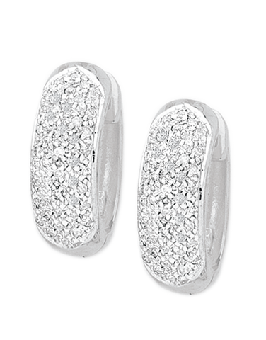 Diamond Earrings - 9ct Diamond Set White Gold Hoops - 762873
