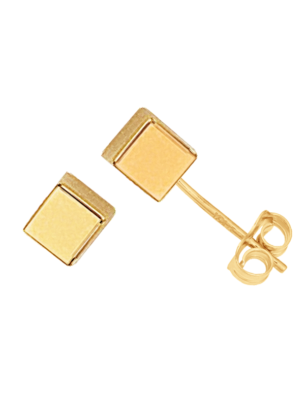 Gold Earrings - 9ct Yellow Gold Cube Stud Earrings - 763680 - Salera's Melbourne, Victoria and Brisbane, Queensland Australia