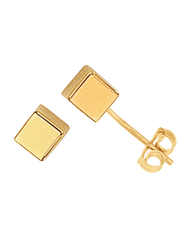 Gold Earrings - 10ct Yellow Gold Cube Stud Earrings - 785970