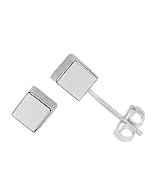 Gold Earrings - 9ct White Gold Cube Stud Earrings - 763683 - Salera's Melbourne, Victoria and Brisbane, Queensland Australia