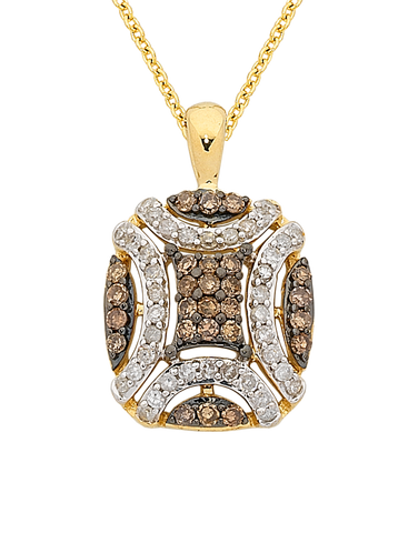 Diamond Pendant - 10ct Yellow & White Gold Champagne Diamond Pendant - 763914