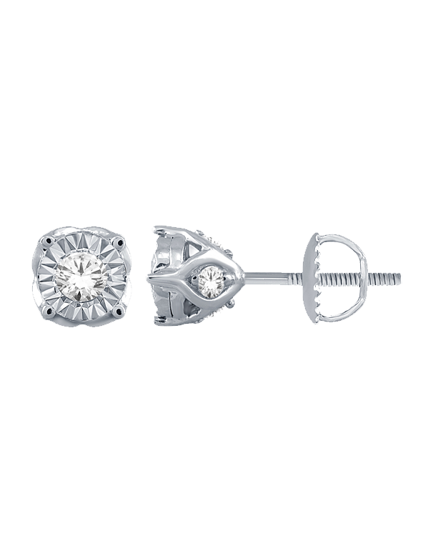 Diamond Studs - 10ct White Gold Diamond Stud Earrings - 764704