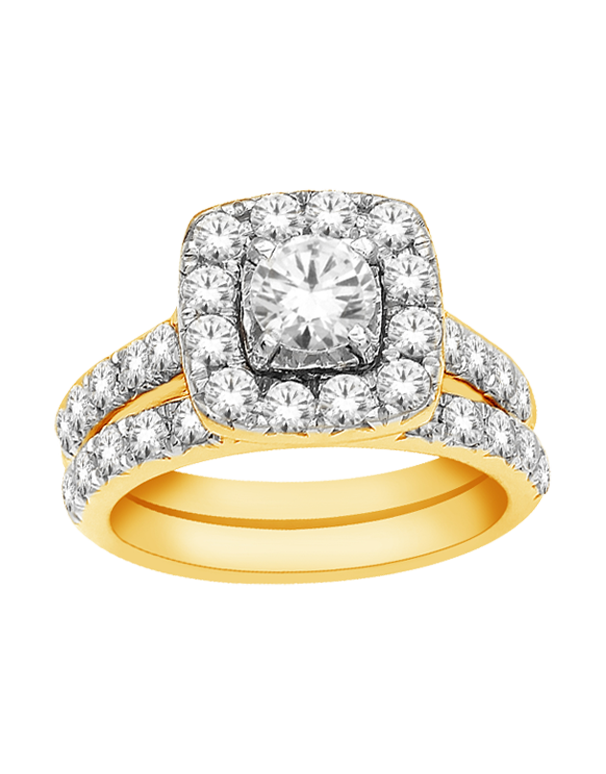 Bridal Set - 14ct Two Tone Diamond Bridal Set Rings - 766061