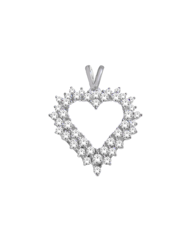 Diamond Pendant - 9ct White Gold Diamond Heart Pendant - 766063