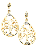 9ct Two Tone Tree of Life Diamond Pendant & Earrings Set