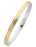 Silver & Gold Bangle - Silver & Yellow Gold Engraved Bangle - 766112 - Salera's Melbourne, Victoria and Brisbane, Queensland Australia