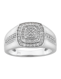 Men's Ring - 9ct White Gold Diamond Set Ring - 766147