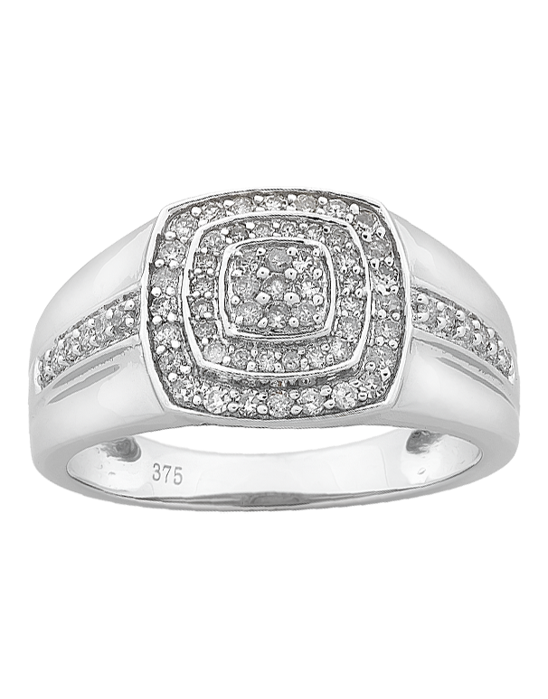 Men's Ring - 9ct White Gold Diamond Set Ring - 766147