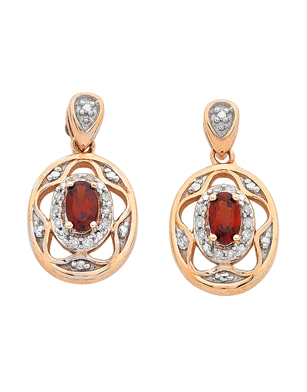 Garnet Earrings - Rose Gold Garnet and Diamond Earrings - 766398 - Salera's Melbourne, Victoria and Brisbane, Queensland Australia