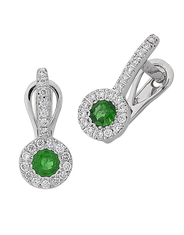 Emerald Earrings 14ct White Gold Natural Emerald and Diamond Earring
